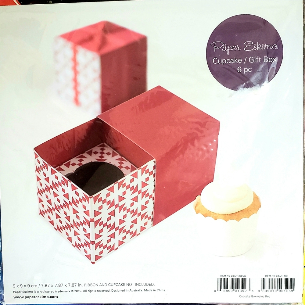 Red &  White Aztec Stylish Cupcake/ Gift Boxes  Packaging "Paper Eskimo"Set Of 2